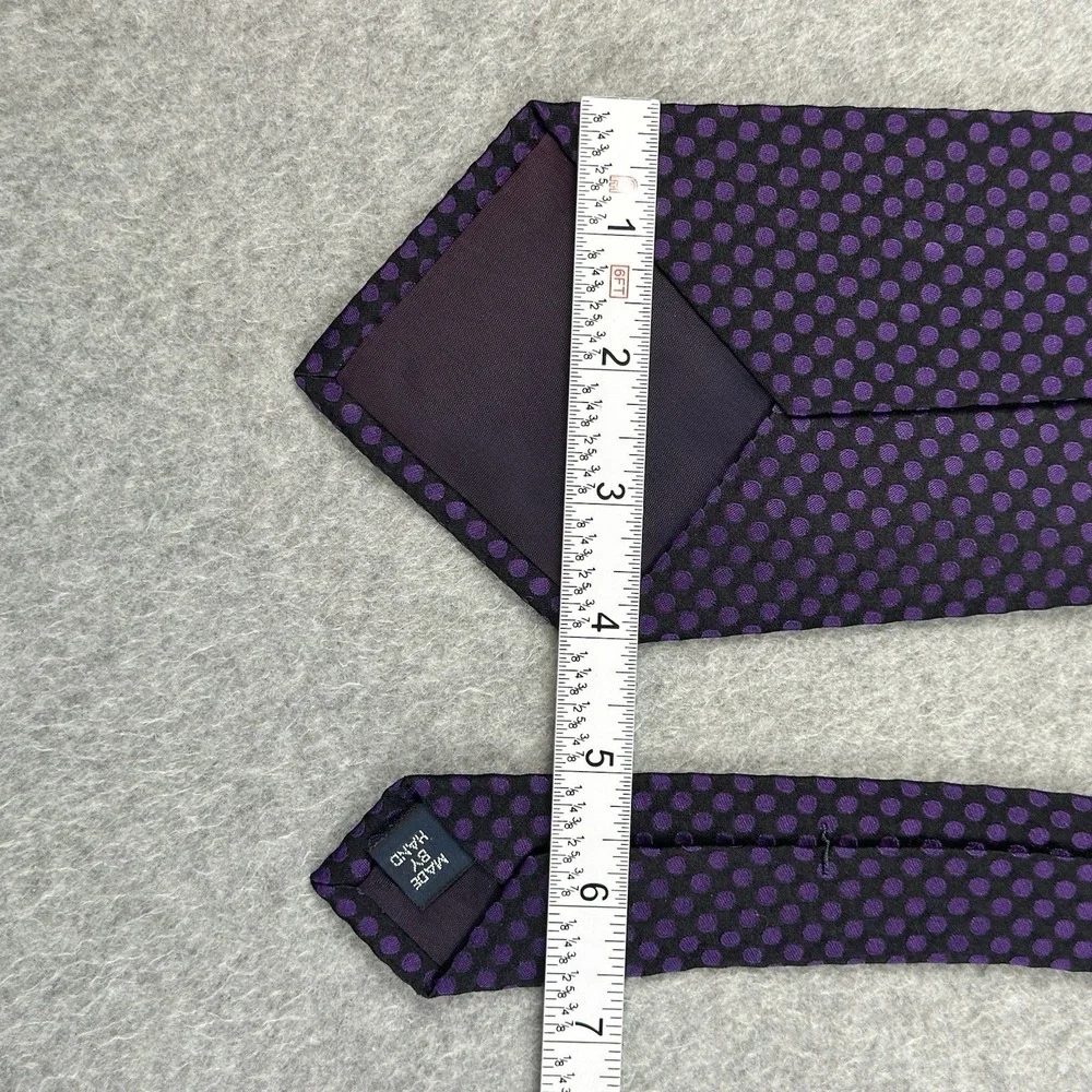 Polo Ralph Lauren Black Purple Polka Dot Silk Necktie Tie USA 56x4